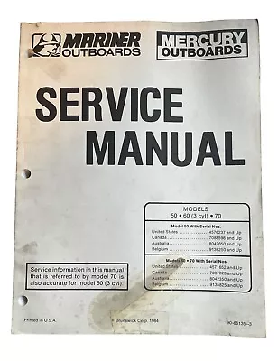 90-97658-3 Mercury Mariner Outboard Service Repair Manual 1984 Vintage 50.60.70 • $59.99