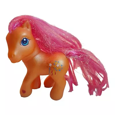 My Little Pony Orange  Brushable Glitter Pink Hair Pink Tail 5  Tall Vintage  • $14.93