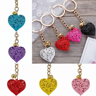 1PC Pendant Keychain Bag Keyring Key Chain Charm Hollow Heart Crystal Handbag • £2.38