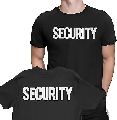 Black & White Security T-Shirt Front Back Print Men's Tee Staff Event • $13.59