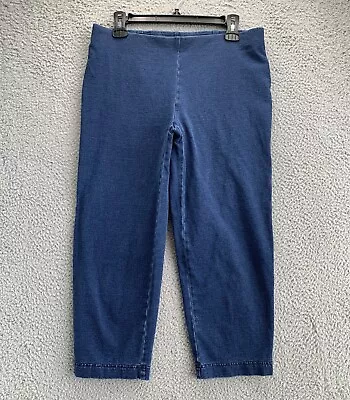 J Jill Womens Purejill Indigo Slim Crops Pants Size Small Blue Pull On Comfy • $21.99