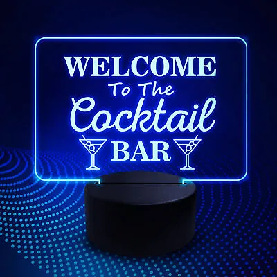 Cocktail Bar Neon Sign LED Light Up 16 Colour Plaque Home Bar Alcohol Gifts • £14.99