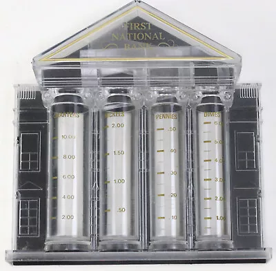 Vintage First National Bank Coin Counter Sorter Bank Clear Building Shape Rare • $50.99