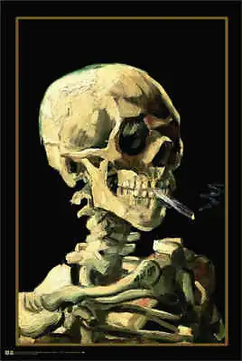 Vincent Van Gogh Skeleton Skull With Burning Cigarette Art Print Poster 24x36 In • $13.49
