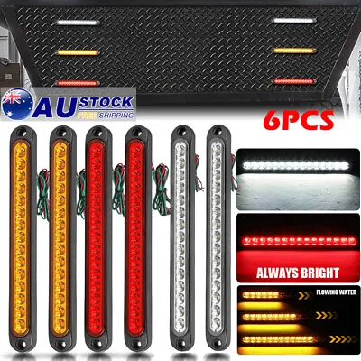 $46.54 • Buy 6x Tray Back Ute 15LED Tail Lights Flowing Turn Signal Slim Strip Truck Trailer