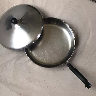 Vintage Farberware 10  Skillet Fry Pan Aluminum Clad Stainless Steel W/ Lid • $17