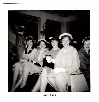 Vintage Photo Teenage Girls All Dressed Up School Function 1950's Found Art R105 • $5