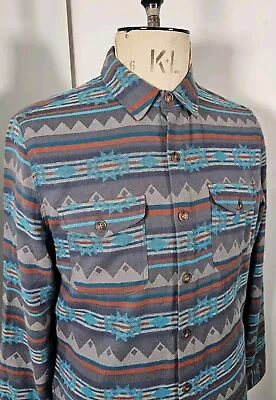 Passenger Made To Roam Geometric Aztec Pattern Shirt Men's Small Organic Cotton • £42.99