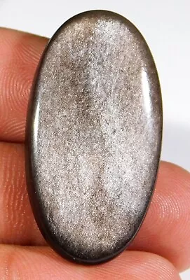 27.ct Natural Silver Sheen Fire Obsidian Oval Cabochon Jewelry Gemstone A2=235 • $9.90