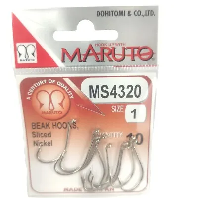 Maruto MS4320 Size 1 Sliced  Nickel Chemically Sharpened  BEAK Hook Qty-10 • $4.90