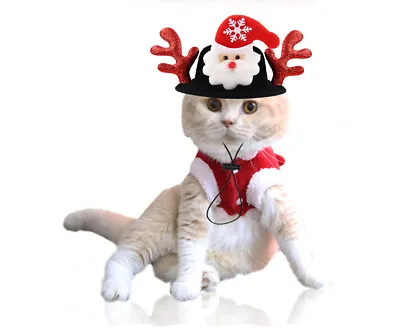 $7.99 • Buy Small Dog Cat Pet Hat Costume Puppy Christmas Santa Hat For Festive Decorative