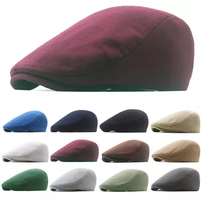 Flat Cap Men Fully Lined Newsboy Cabbie Gatsby Driving Golf Baker Boy Beret Hat~ • £3.59