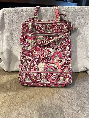 Vera Bradley Paisley Meets Plaid Laptop Travel Tote Padded Pink Gray • $27