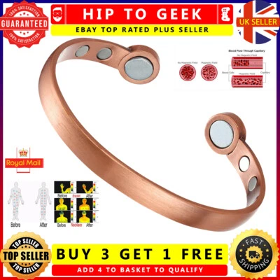 £1.99 • Buy Pure Copper Bracelet Magnetic Healing Bio Therapy Arthritis Pain Relief Bangle