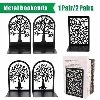 Pairs Of Heavy Duty Metal Bookend Anti Slip Book End Stand Support Office School • £7.99