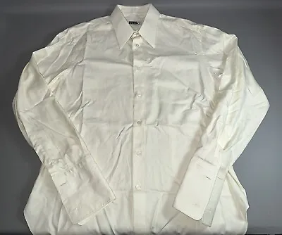 Zilli Ivory 100% Cotton Long Sleeve Dress Shirt Size 41 - 16 Made In Italy • $79.99