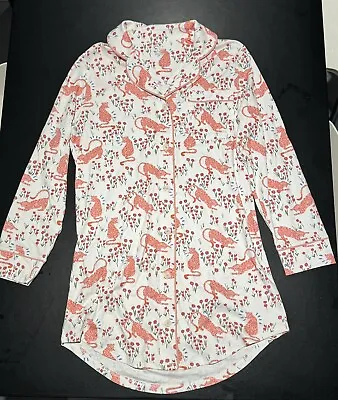 Roller Rabbit Cheetah Pajama Lounge Shirt Pink XS - Brand New W/ Tags • $99