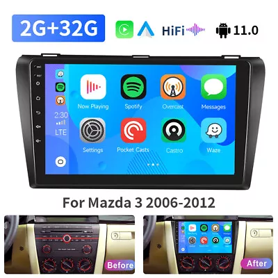 32GB For Mazda 3 2006-2012 Android 11 Apple CarPlay Car GPS Radio Player Stereo • $139.99