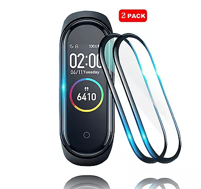 $4.88 • Buy 2X For Xiaomi Mi Band 6 Black 3D Full Cover Tempered Glass Screen Protector Film