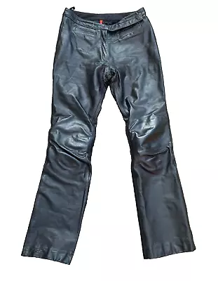 Hein Gericke Leather Trousers UK8 Women's Motorcycle Jeans Black CE Armour EU 36 • £34.99