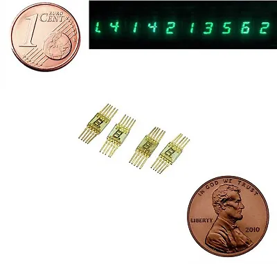 4pcs 7 Segment LED Display Numeric Symbol 3mm Green Gold Pin L104V  SEL620 USSR • $9.95