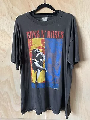 Vintage Guns N Roses Use Your Illusion Tour T Shirt UK Europe 1991 - 1993 L • £115