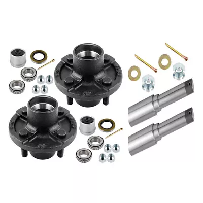 2 Trailer Axle Kits With 4 On 4  Bolt Idler Hub & 1  Round BT8 Spindle C9 • $84.74