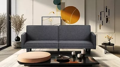 Loveseat Sofa Couch Mid Century ModernButton Tufted Seat CushionTrack Armrest • $150.99