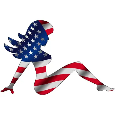 Mudflap Girl American USA Flag Vinyl Sticker Car Truck Tool Box Hard Hat Decal • $2.74