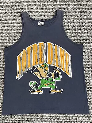 Vintage Notre Dame Fighting Irish Shirt Adult M Blue Stringer NCAA Single Stitch • $19.95