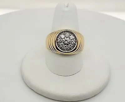 14K Yellow Gold .50Ct Diamond Kentucky Cluster Flush Mount Men's Ring Size 8.5 • $599