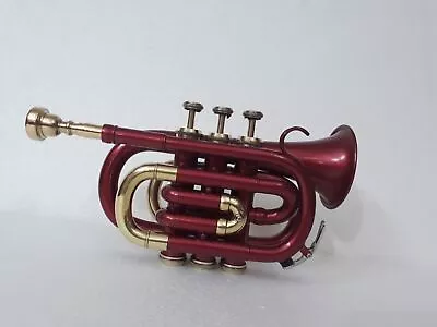 MINI POCKET New RED BRASS  Finish Bb Pocket Trumpet WITH FREE HARD CASE • $127.08