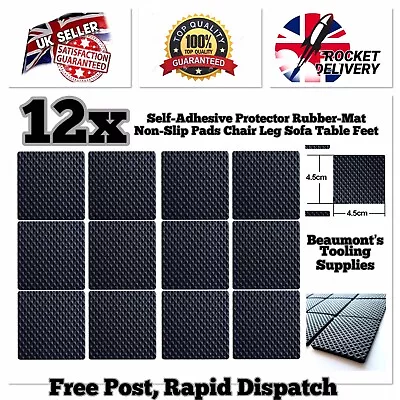 £4.99 • Buy 12x Self-Adhesive Protector Rubber-Mat Non-Slip Pads Chair Leg Sofa Table Feet