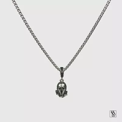 Scream Mask Gemstones Pendant Necklace Premium Sterling Silver Ghost Face • $39.99