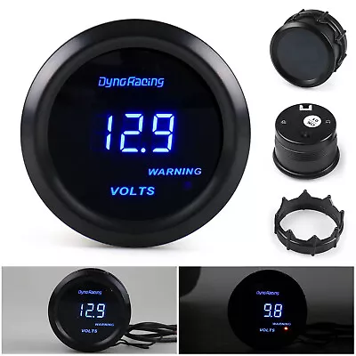 2  52mm Universal 12V Blue Digital LED Volt Meter Electronic Voltage Gauge Meter • $21.99