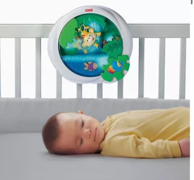 Fisher Price Rainforest Waterfall Peek A Boo Soother Lights Sound Mobile Cot Toy • £16.99