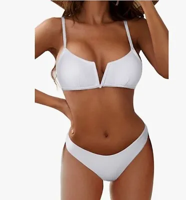 $18 • Buy ZAFUL Women's Size Medium Bikini Set Ribbed/ Padded/ V-Wired/ High Cut