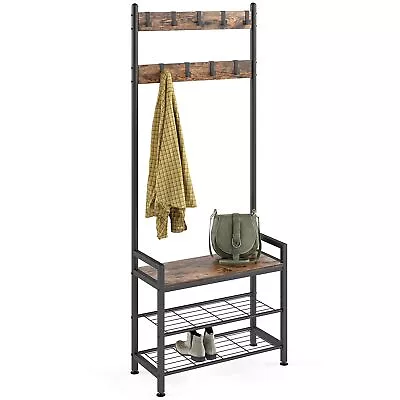 Entryway Coat Rack With Shoe Bench 3-in-1 Hall Tree And Shoe Rack Storage Sh... • $89.84