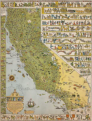 $13.95 • Buy California Decorative Pictorial Wall Map Vintage Historical Art Poster Print