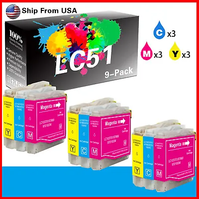 9PK LC51 LC-51 Ink Cartridge For MFC-230C MFC-240C MFC-440CN Printer (3C3M3Y) • $6.99