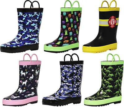 Norty Toddlers Big Kids Boy's Girl's Waterproof Rubber Rain Boots • $25.90