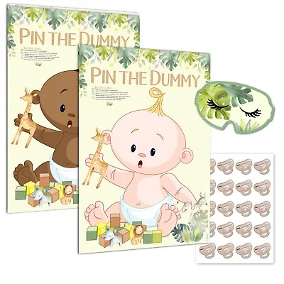 Pin The Dummy On The Baby Safari Green Jungle Animal Baby Shower Blindfold • £4.50