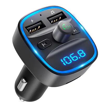LENCENT Bluetooth 5.0 FM Transmitter Dual USB Wireless Radio Adapter Car Kit • $15.99
