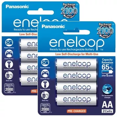 Panasonic Eneloop Rechargeable AA Batteries 8 Pack (8 PK) • $43.85