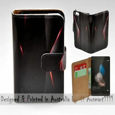 For Huawei Series - Black Polygon Infra Red Print Wallet Mobile Phone Case Cover • $13.98