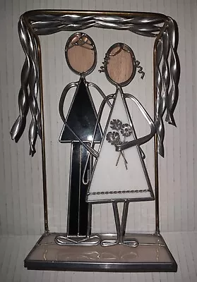 Jewish Bride And Groom Chuppah Wedding Stained Glass Art Sculpture Cake Topper • $40