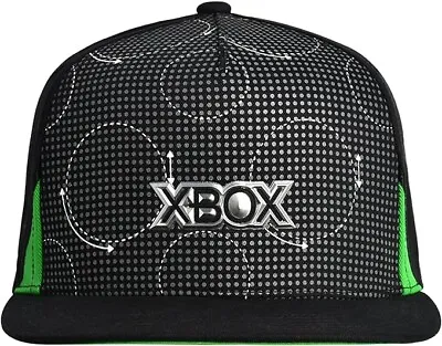 Microsoft Xbox Black Neon Green Logo Gaming Gamer Snap Back Hat Cap Men’s NWT • $15