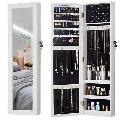 Jewelry Mirror Armoire Cabinet Wall Mount/Over The Door Organizer Full Length • $122.23