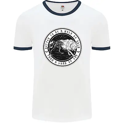 Viking A Wolf Of Odin Than A Lamb Of God Mens Ringer T-Shirt • £12.99