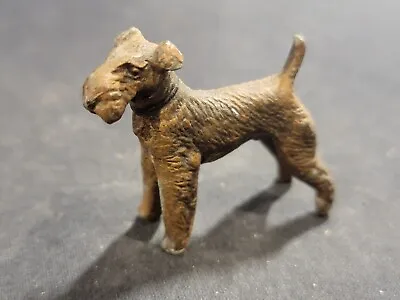 Vintage Antique Metal Pewter Terrier Austria 1 3/4  Long Painted Brown Figurine • $19.99